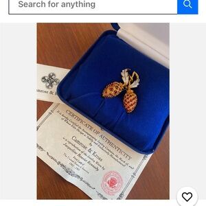 Camrose & Kross -Jackie Kennedy Reproduction-Gold Tone Brooch with Red Crystals